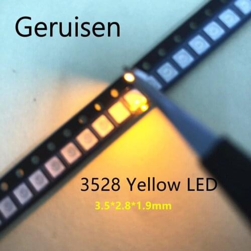 1000 pcs Yellow POWER TOP 1210 3528 SMD SMT PLCC-2 1500MCD Ultra Bright LED New Free shipping Wholesale