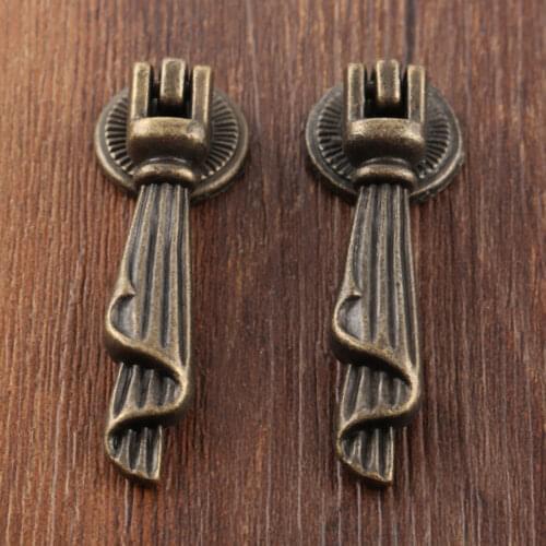 2Pcs Kitchen Drawer Wardrobe Cupboard Grip Pull Knobs Antique Furniture Handle Vintage Cabinet Knobs and Handles w/Screws