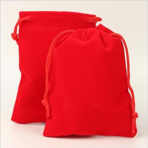 200pcs/Lot 8 Size Big Red Jewelry Velvet Gift Bags For Jewelry Cosmetic Packaging Bags 2018 New Velvet Drawstring Bags Wholesale