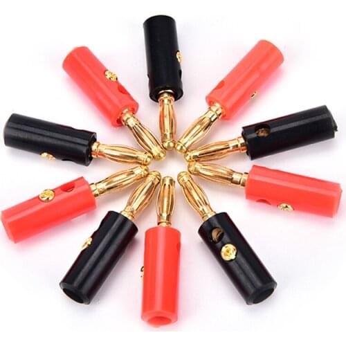 4mm Audio Speaker Screw Banana Gold Plate Plugs Connectors Accessories 10pcs/lot