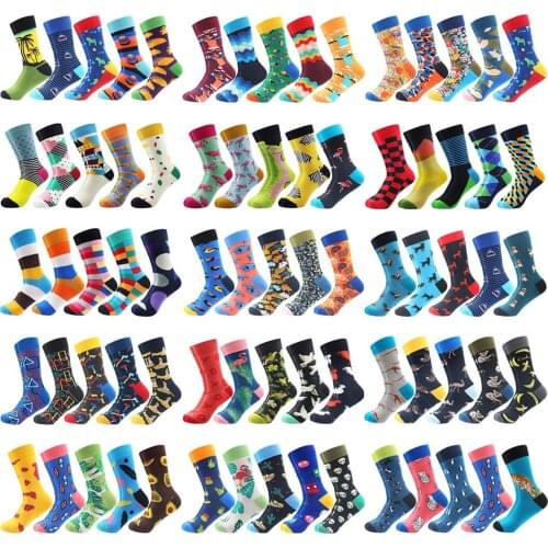 5 Pair Arrow&Heart Socks with High Quality Combed Cotton Socks for man Long Tube Red Black Happy Funny Casual Colored Socks