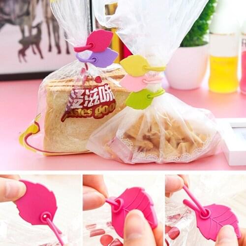 5 Pcs Sealing Clips Creative Silicone Leaves Snack Food Storage Bag Ties Closer Portable To Carry Convenient To Use Kitchen Tool