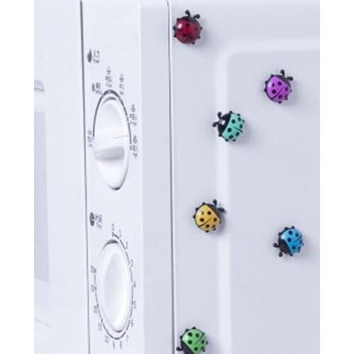 6pcs Cute 3D Ladybird Fridge Magnet Refrigerator Sticker Home Decoration Message Holder Durable ABS Cartoon Design
