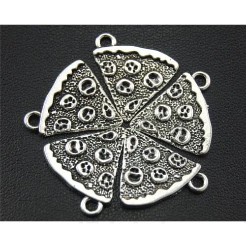 8pcs Silver Color Pizza Charm Accessories For Jewelry Makings 16x18mm A1726