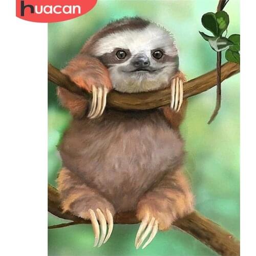 HUACAN 5D DIY Diamond Painting Sloth Full Square Round Embroidery Cross Stitch Kit Diamond Mosaic Animal Home Decoration