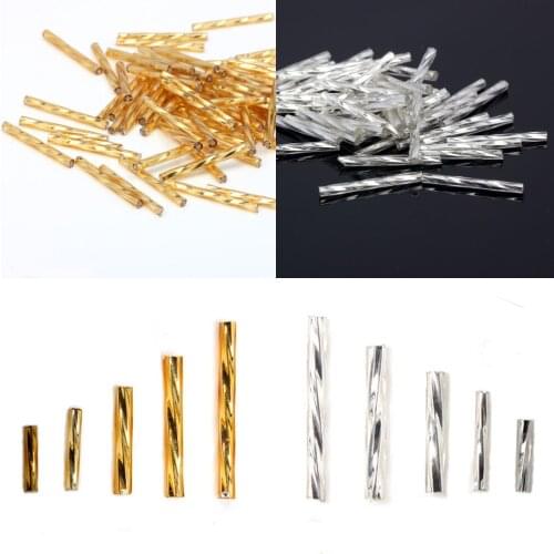 6/9/11/15/20 / 25mm Gold silver color 45g / hand twist tube glass seed beads DIY jewelry necklace / tassel jewelry making