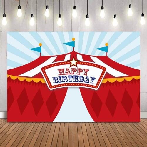 Happy birthday circus backdrop Carnival circus tent birthday party decoration circus flags Children theme party decoration