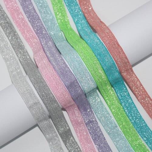 5/8" 1.5CM glitter thread elastic fold over elastic headwear elastic band shoe hair garment accessories