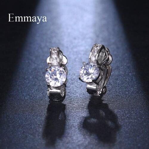 EMMAYA Simplicity Style Small Round Appearance Cubic Zircon Exquisite Earring Clip For Women Classic Choice In Bridal Party