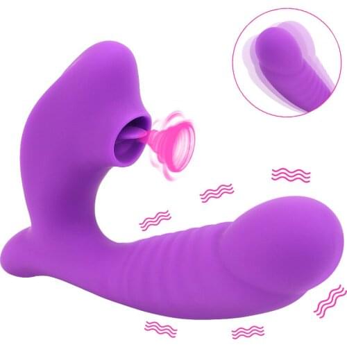 2 In 1 Dildo Vibrator For Women Clitoris Sucker Licking Vaginal Massager Butt Anal Plug Sex Toys Female Masturbator Erotic Adult