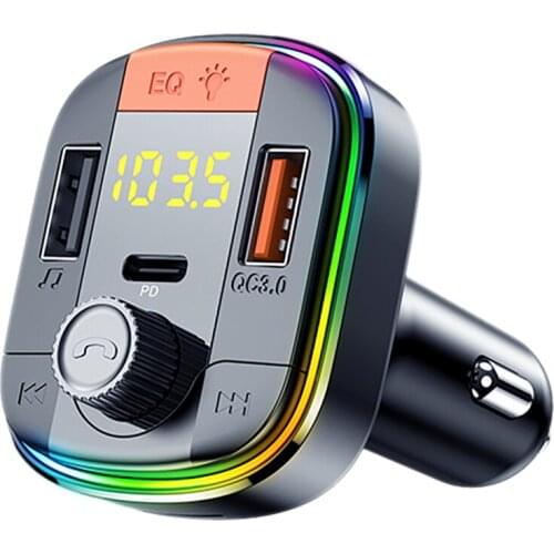 FM Transmitter Bluetooth 5.0 Car Kit Handsfree Car MP3 Player QC3.0 Quick Charge For Car Support TF Card U Disk Playback