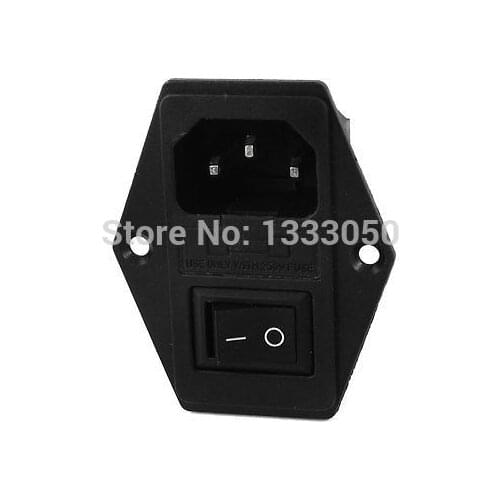 IEC320 C14 250V 15A Black Rocker Switch 3 Pins Inlet Male Plug Power Socket