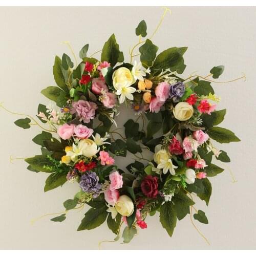 Fake Wreath Garland Silk Cloth Garland Wreath Party Living Room Office Decor Ornament Housewarming Gift