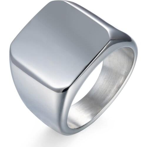 Mens Black Suqare Ring Jewelry Silvery Finger Rings for Women Vintage Fashion Rings Ladies Engagement Ring Men Party Gifts