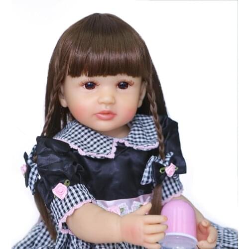Bebes doll 55cm authentic designed reborn baby girl original two color hair full body soft silicone doll bath toy
