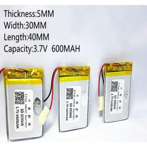 Liter energy battery 503040 3.7V 600mAh 053040 Lithium Polymer Li-Po li ion Rechargeable Battery For Mp3 MP4