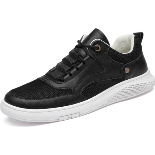 Genuine Leather Mens Casual Shoes Wear Resistent Rubber Man Leisure Leather Shoes Breathable Walking Sneakers