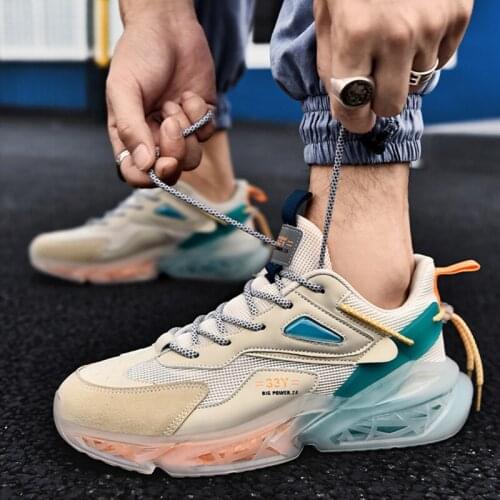 Eneakers Men Runng Shoes Casual Flats Male 2021 Fashion Patchwork Color Breathable Lace-Up Outdoor Sports Loafers