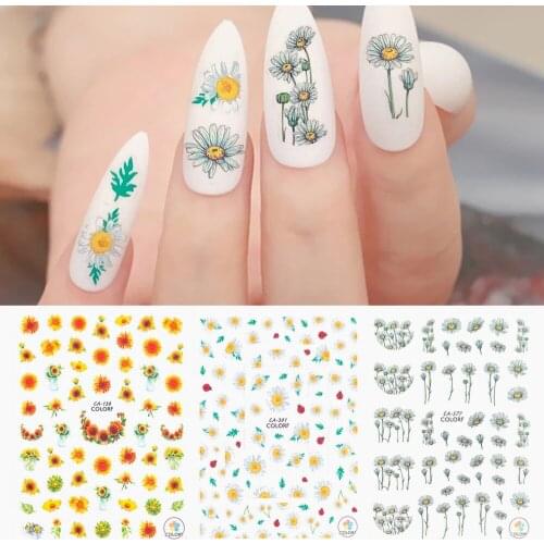Newest CA-301-302-459-460 daisy sunflower nail sticker 3d nail art sticker nail decal japan designs rhinestones decorations