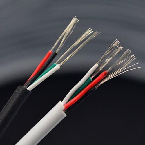 NEW PVC 4 Cores Shielded Signal Wire Headphone Cable Cord Black White Dia 3mm DIY USB Cable 1M