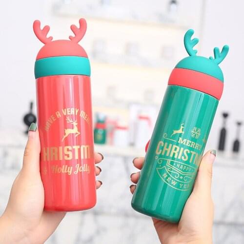New Christmas Gift for Kids Thermos Cup Cute Elk Cartoon Stainless Steel Water Bottle Fashion Creative Drinking Bottles