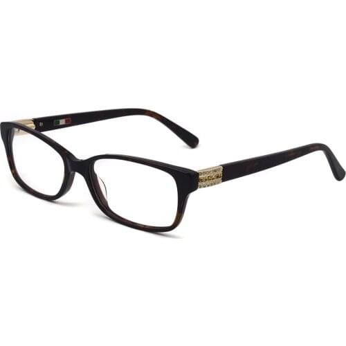 Eyewear Optical Frame Eyeglasses Prescription Lenses Acetate Rectangle Fashion Elegant Shiny Diamond Lady Women Black Blue 603R