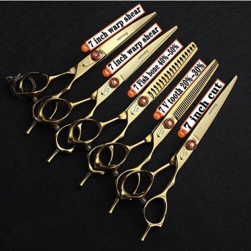 Hairdressing scissors 7 inch hair scissors set Chunker scissors hairdressing supplies barber accessories haircuts Custom logo