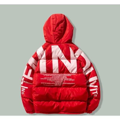 Hip Hop Thicken Letter Printing Parka Men Harajuku Loose Streetwear Bubble Parkas NEW Winter Couple Casual Unisex Oversized Coat