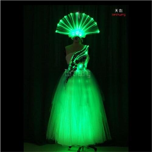 Programmable women led dress colorful ballroom costumes dj dance clothes singer stage show for wedding Event & Party Supplies