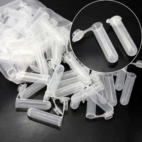 50pcs 5ml Transparent Micro Plastic Test Tube Centrifuge Bottle Snap-on Lid For Laboratory Sample Storage Container School