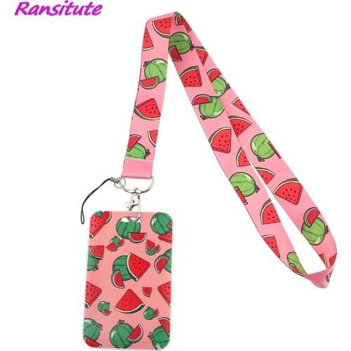 Ransitute R1534 Fruit Sweet Watermelon Lanyard ID Holder Car KeyChain ID Card Pass Gym Phone Badge Kids Key Ring Holder Jewelry