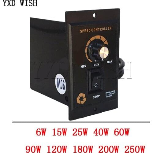 Motor Speed Controller 6W 15W 25W 40W 60W 90W 120W 180W 200W 250W AC 220V Motor Speed Pinpoint Regulator Forward & Backward