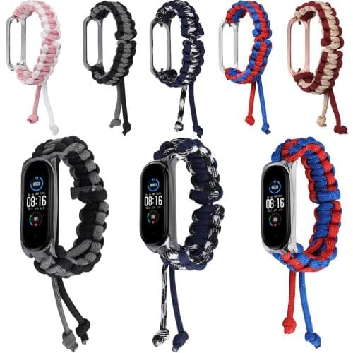 For Xiaomi Mi Band 5 Parachute Watch Strap Fashion Nylone Replacement Wrist Bands Sports Camping Activity Strap With Frame