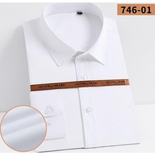 2020 Bamboo Fiber Shirt High Quality Standard-fit Formal Business Casual Stretch Shirtsolid Dress Shirts Design Long Sleeve