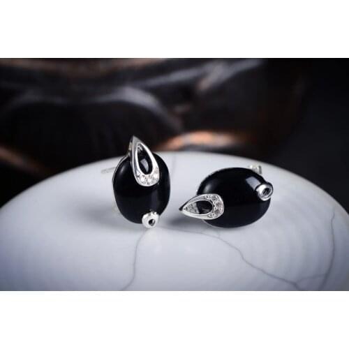 Love real Natural Green Opal Cat Eye Stone 925& Marcasite Earrings Brincos Ohrringe SterlingJewelry EarringGenuine Selling Huge