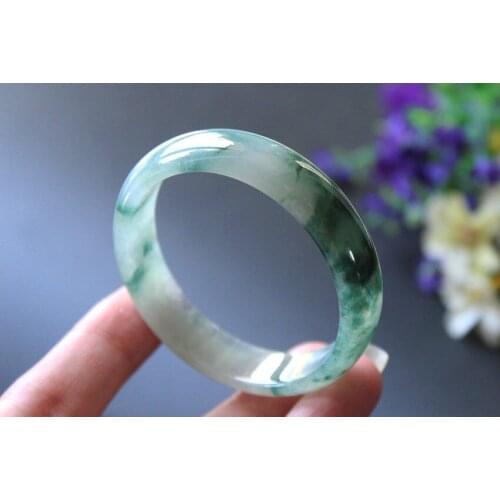 Certified Green Natural A Jadeite Jade Bangle Bracelet Oval Shape 55--61mm