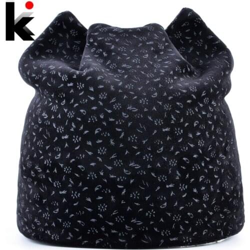 Cat Ear Beanies Women Winter Warm Velvet Hat For Female Double Layer Thick Skullies Beanie Cute Ear Flaps Cap Girls Soft Bonnet