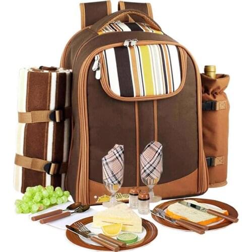 Picnic bag Portable camping backpack with cutlery refrigerator bag cubiertos picnic set for 4 Camping cooler bags with blanket