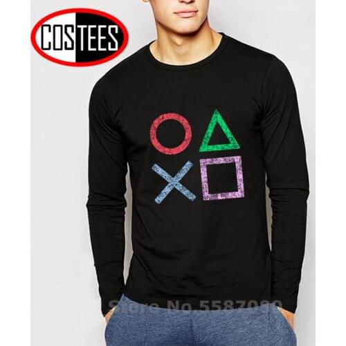 Vintage PS Logo Adult funny 3D play-station Long sleeves Japan style creative t shirts Man Streetwear summer Pure cotton tshirts