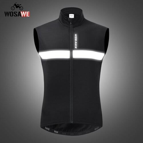 WOSAW Winter fleece warm Mens Motorcycle Vest Windproof Reflective Bicycle short sleeve vest Waterproof MTB Vests Moto chothing
