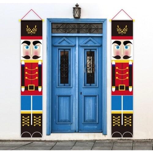 1 Pair Christmas Decoration Walnut Soldier Curtain Hanging Cloth Door Sign Front Door Ornament Christmas Party Supplies WF107