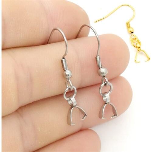 100pcs 316L stianless steel Earring Hook with clasps Earrings Clasps Hooks Fittings DIY Jewelry Making