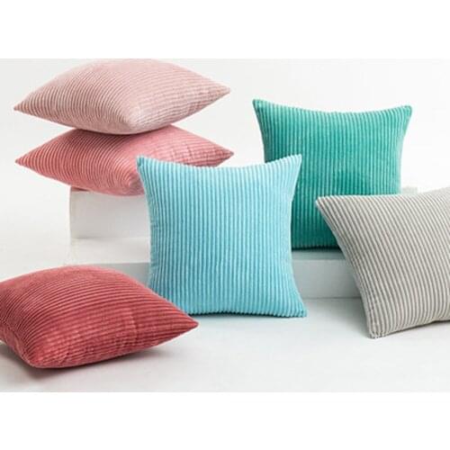 2021 Plain Cushion Cover Super-Soft Decor Striped Velvet Corduroy Decorative Cushion Covers for Sofa 45x45cm Decorative Pillows