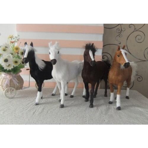 4 pieces a set lovely simulation horse toys fur& polyethylene horse coffee model horse dolls gift about 28x25cm 1678