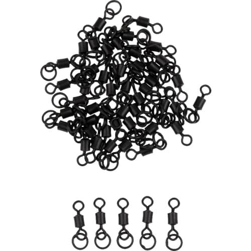 50Pcs Flexible Ring 8# Matt Black Carp Fishing Swivels for Carp Safety Clips Chod Rigs Terminal Tackle