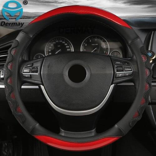 5D Car Steering Wheel Covers Interior Carbon Fiber Auto Steering Cover Anti-slip Wear-resistant Four Season Steering-Wheel Cover