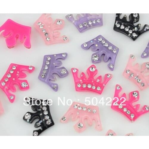 80pcs mixed Big mixed Rhinestones glitter Crown Cabochons (25mm) Cell phone decor, hair accessory supply, DIY sparkling