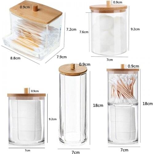 Acrylic Wooden Clear Makeup Storage Box Cotton Swab Toothpick Dispenser Storage Bin Jewelry Organizer Beads Rings Mini Box