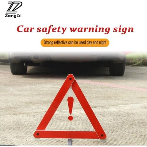 ZD Car Stickers For Renault Megane Duster VW Touran Passat B6 Golf 7 T5 T4 Fiat 500 ReflectiveTriangle Safety Stop Warning Sign