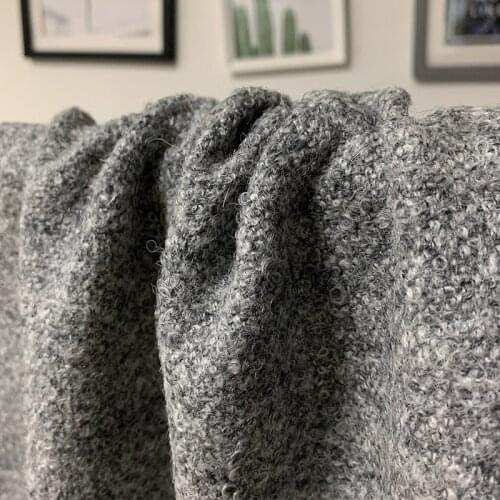 White waxberry 150cm 490g/m Light gray circle wool tweed fabrics clothes Garment sewing materials Free shipping